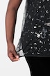 Blouse en mesh. Coupe oversize à manches courtes. Sequins et strass