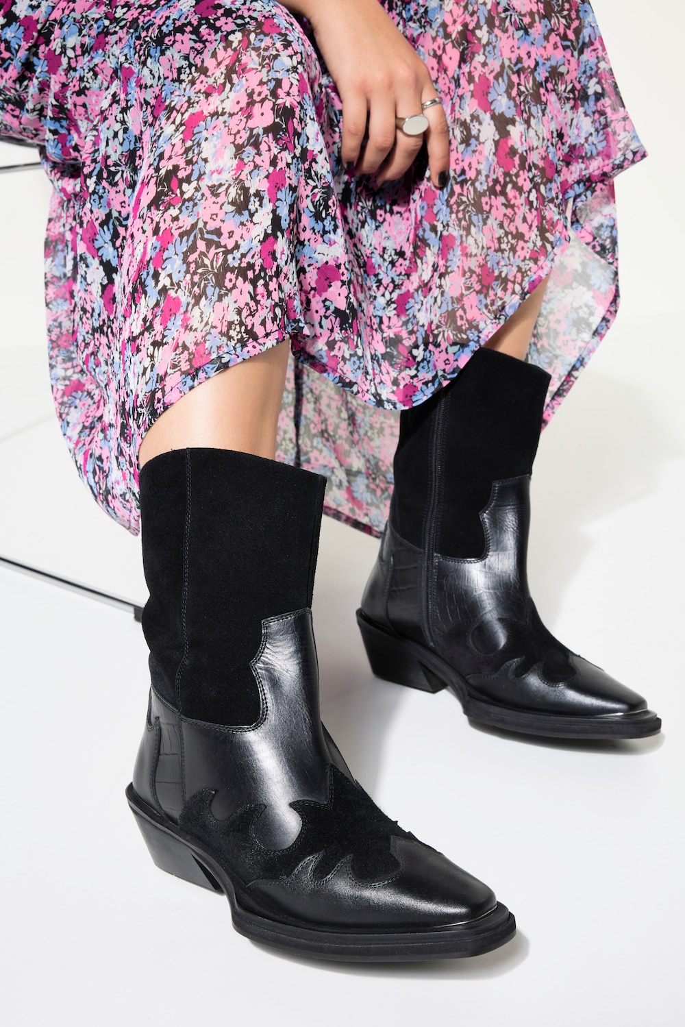 Cowboyboots, Damen, schwarz, Größe: 39, Leder/Synthetische Fasern, Studio Untold