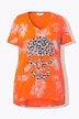 T-shirt, luipaard-doodskop, V-hals, halve mouwen