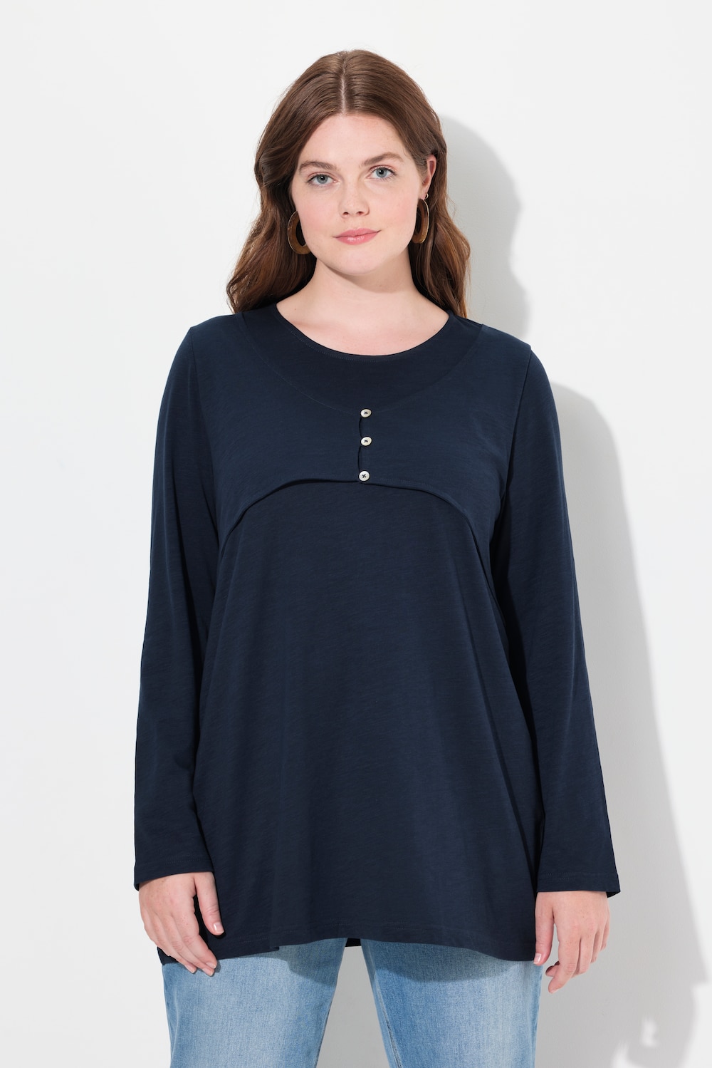 Große Größen Shirt, Damen, blau, Größe: 42/44, Baumwolle, Ulla Popken