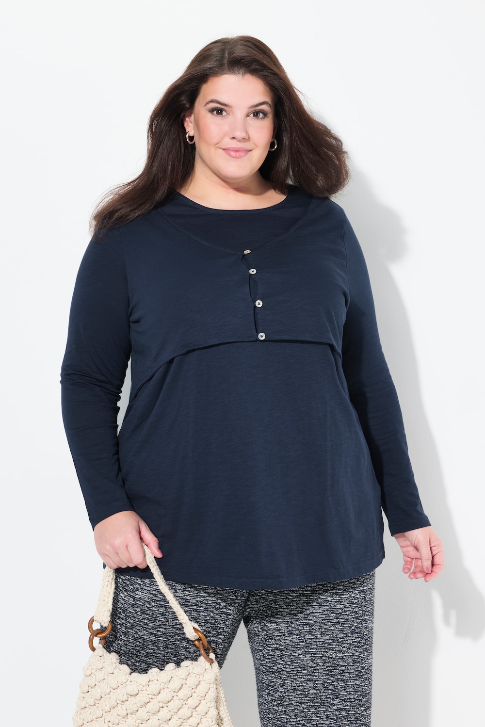 Shirt, Lagenoptik, Rundhals, Langarm, Biobaumwolle