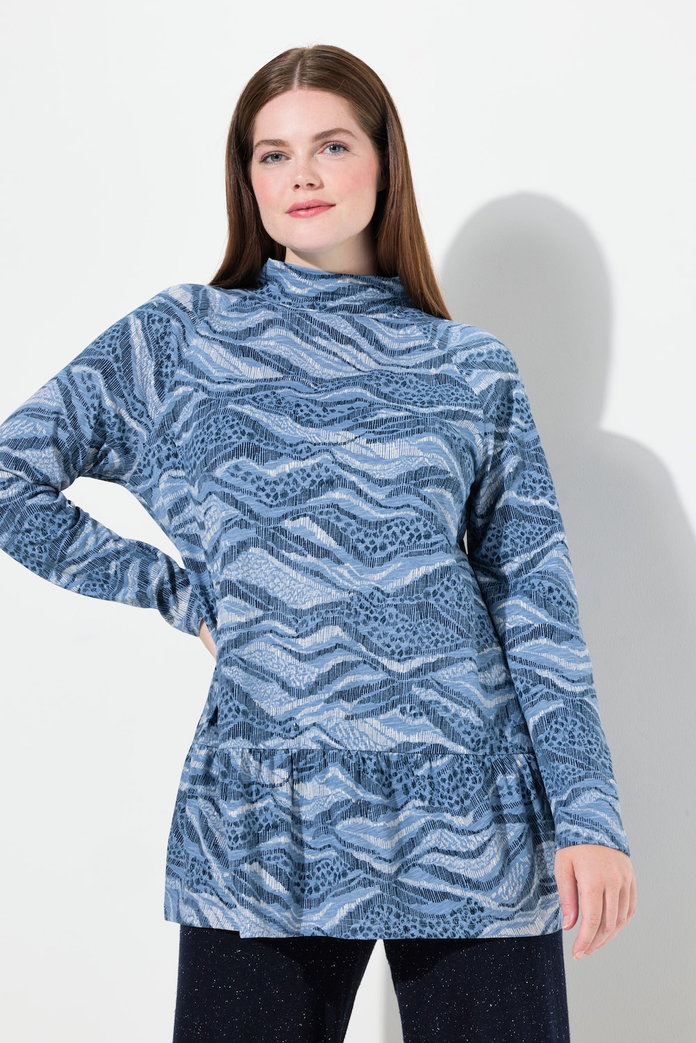 Große Größen Longshirt, Damen, blau, Größe: 54/56, Baumwolle, Ulla Popken