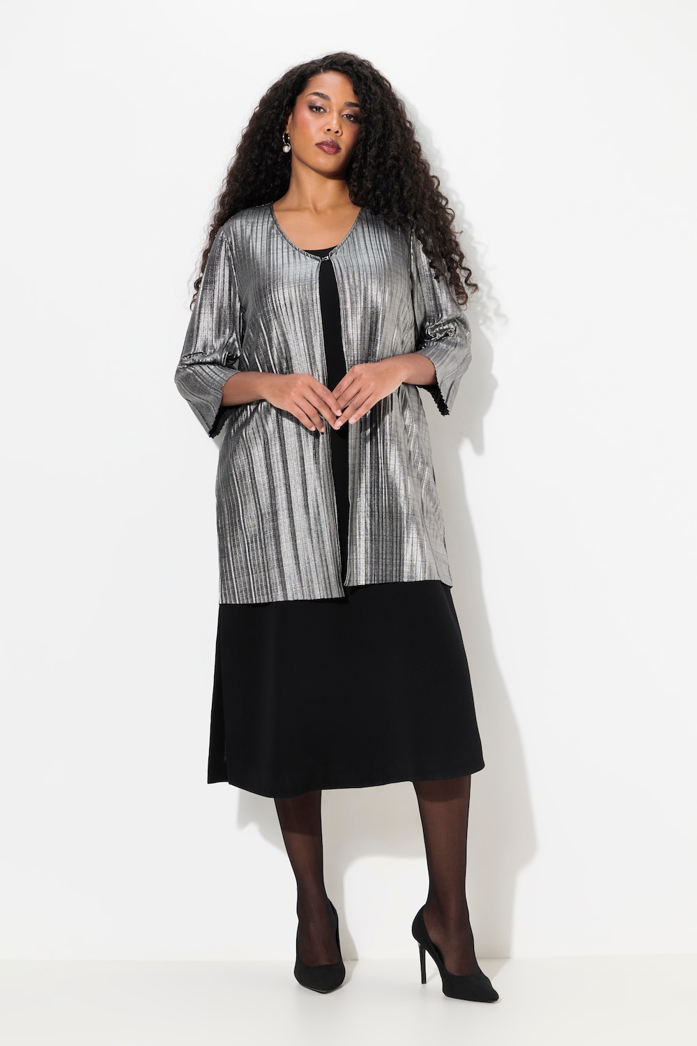 Große Größen Plissee-Jacke, Damen, grau, Größe: 46/48, Polyester, Ulla Popken