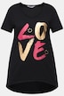 T-shirt décolleté en V et manches courtes, message imprimé LOVE