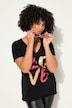 T-shirt décolleté en V et manches courtes, message imprimé LOVE