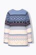 Sweter, Fair Isle, okrągły dekolt, długi rękaw, bawełna organiczna