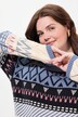 Sweter, Fair Isle, okrągły dekolt, długi rękaw, bawełna organiczna