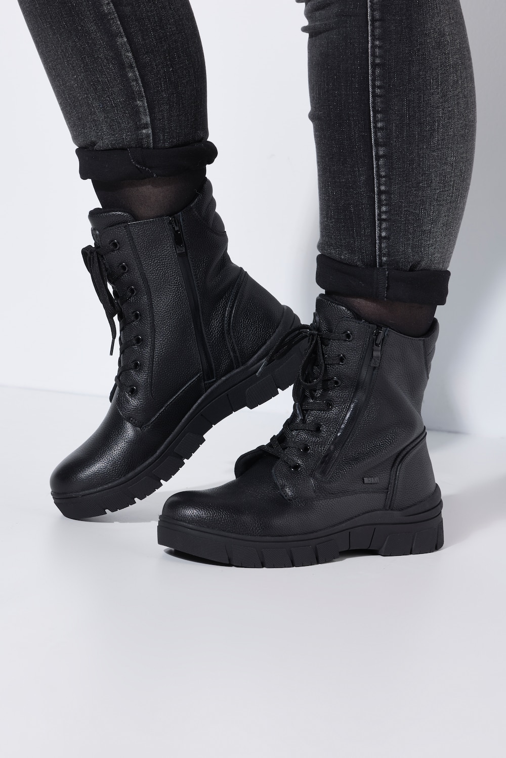 Caprice Leder-Funktionsstiefeletten, Teddyfutter, Weite G