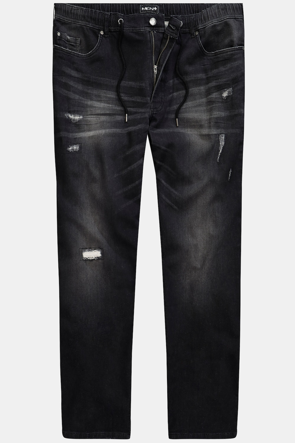 Stora storlekar Dra-på-jeans, Her, svart, storlek: 60, Bomull, Men Plus