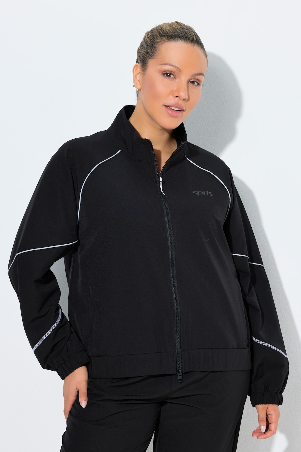 Große Größen Funktions-Trainingsjacke, Damen, schwarz, Größe: 62/64, Ulla Popken