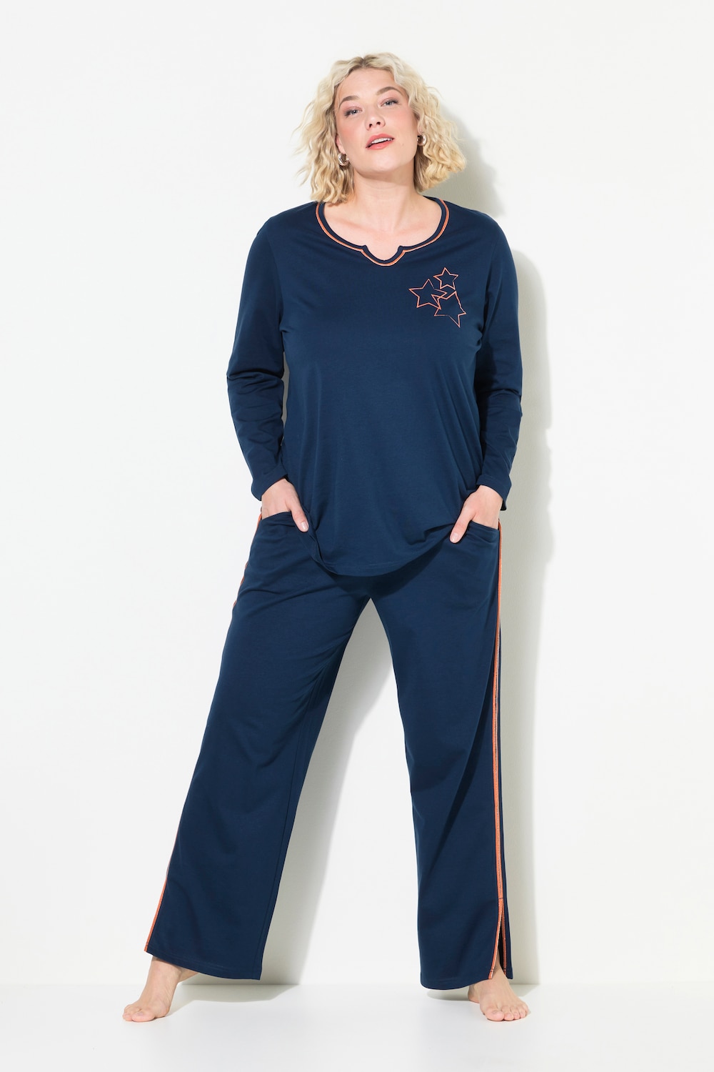 Große Größen Pyjama, Damen, blau, Größe: 42/44, Baumwolle, Ulla Popken