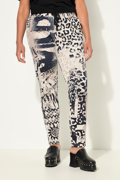 Patterned Elastic Waist Sweat Fabric Joggers