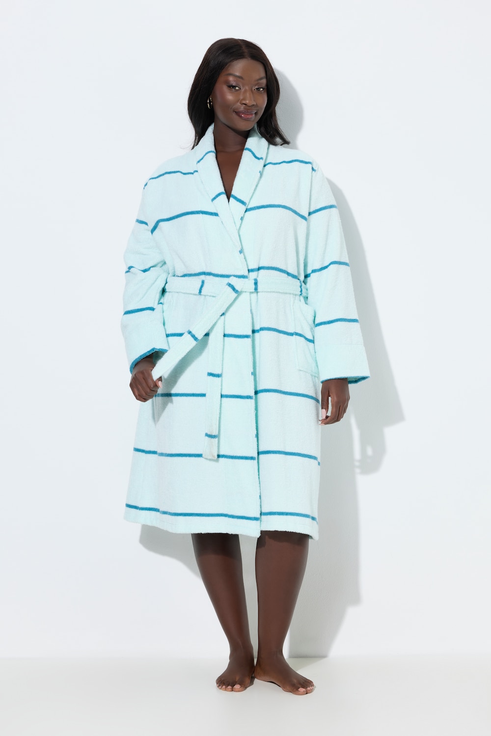 Große Größen Bademantel, Damen, türkis, Größe: 54/56, Baumwolle, Ulla Popken