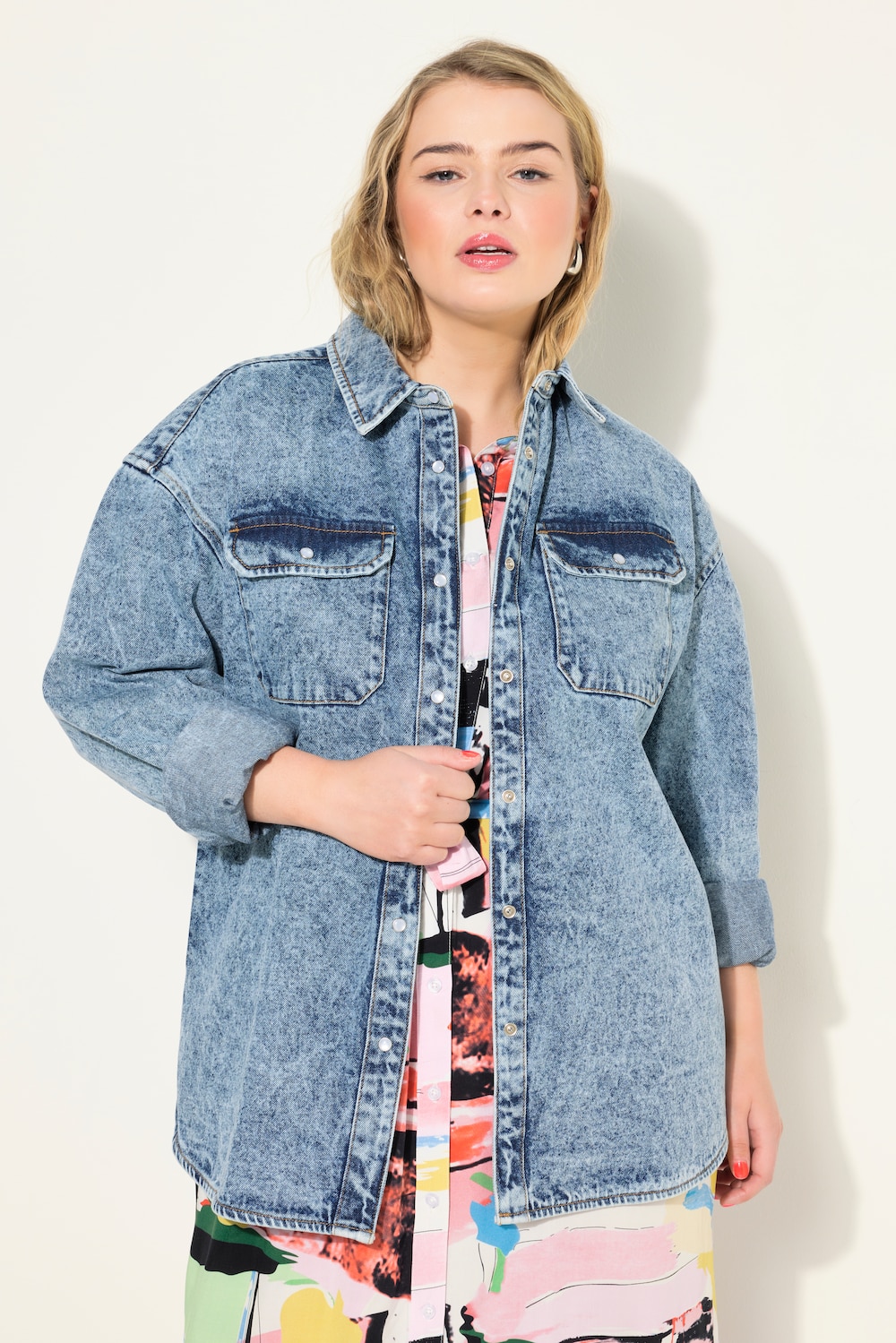 Jeanshemd, oversized, Vintage Look, Langarm