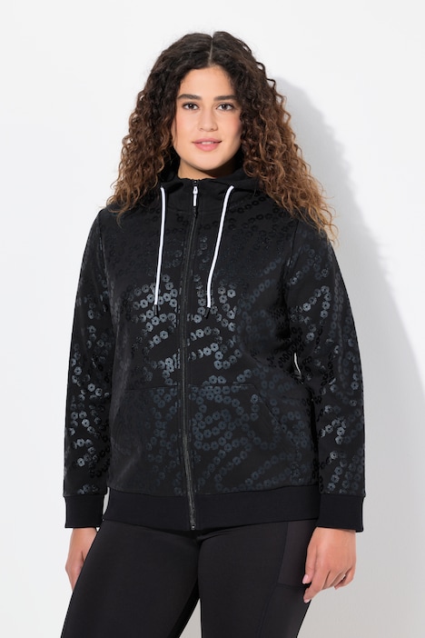 Hoodie, pailletten-print, kangoeroezak, lange mouwen