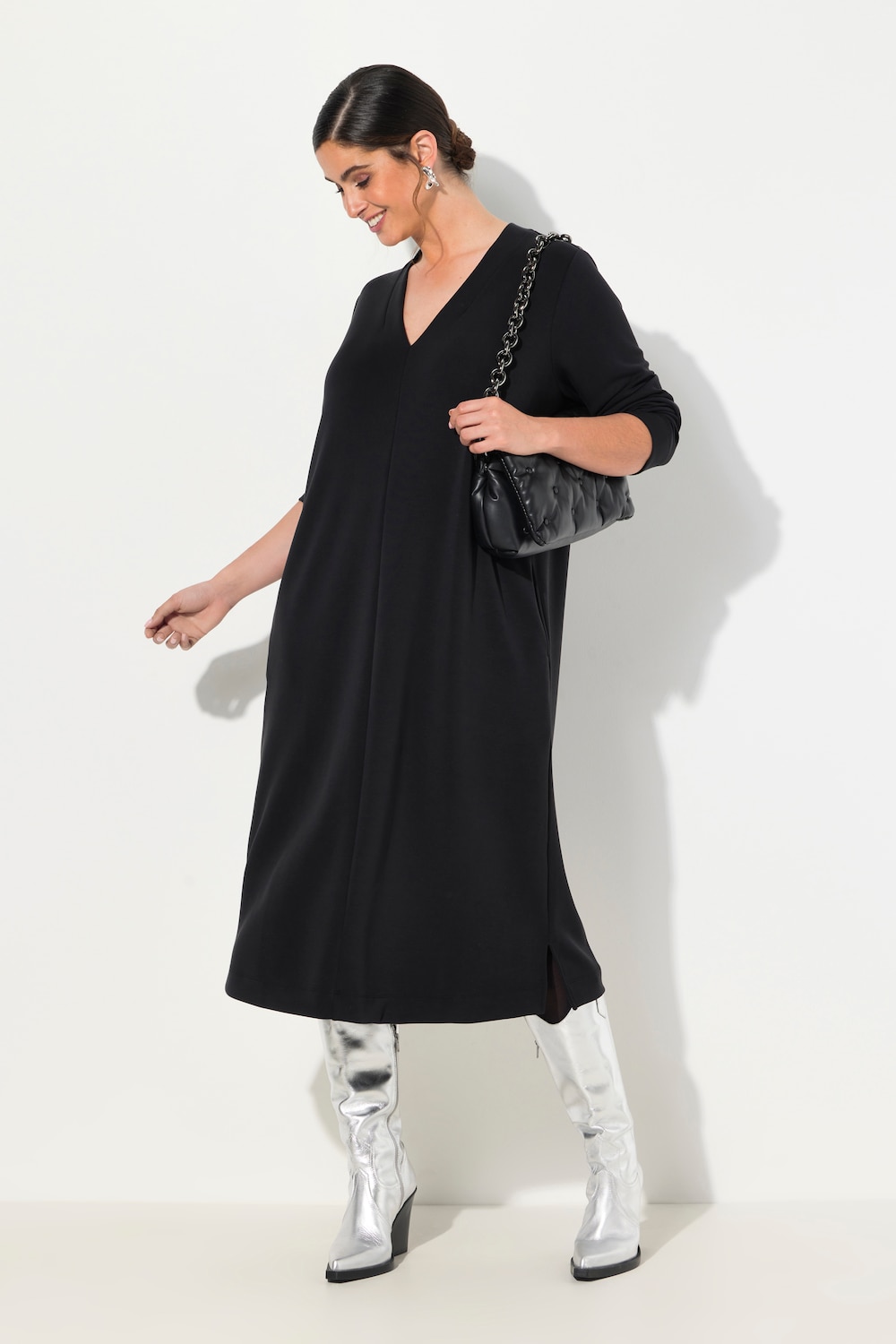 Große Größen Sweatkleid, Damen, grau, Größe: 46/48, Synthetische Fasern/Polyester, Ulla Popken