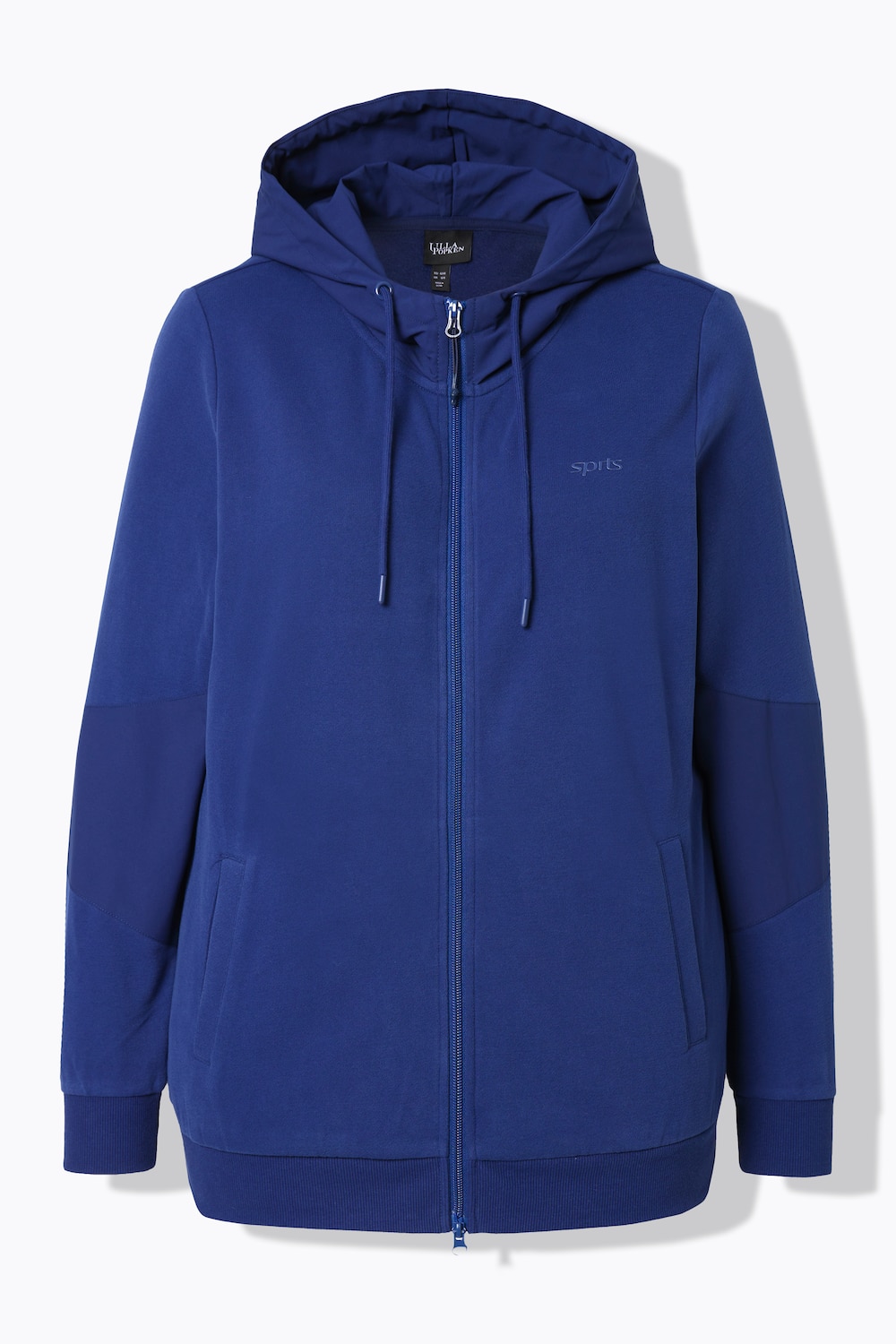 Stora storlekar Hoodiejacka, Dam, blå, storlek: 46/48, Bomull/Polyester, Ulla Popken
