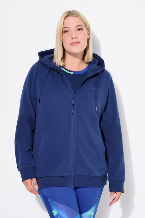 Hoodiejacke, Webeinsätze, Kapuze, 2-Wege-Zipper