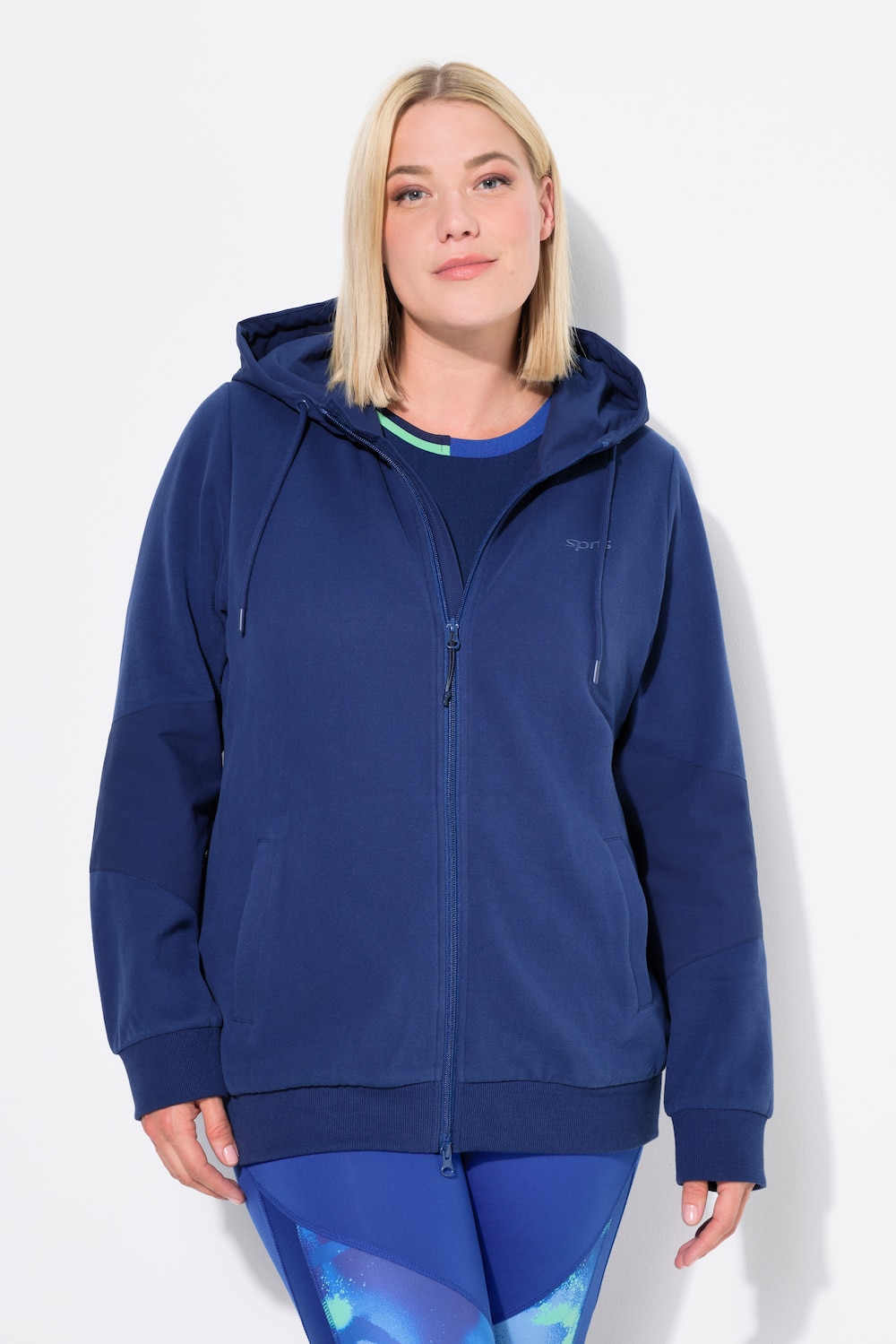 Große Größen Hoodiejacke, Damen, blau, Größe: 50/52, Baumwolle/Polyester, Ulla Popken