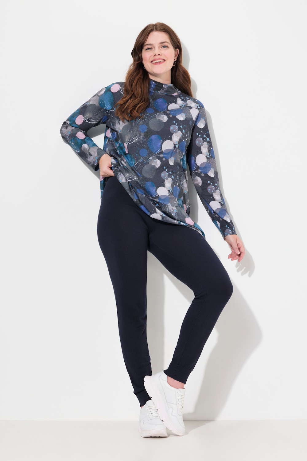 Große Größen Strick-Leggings, Damen, blau, Größe: 58/60, Baumwolle, Ulla Popken