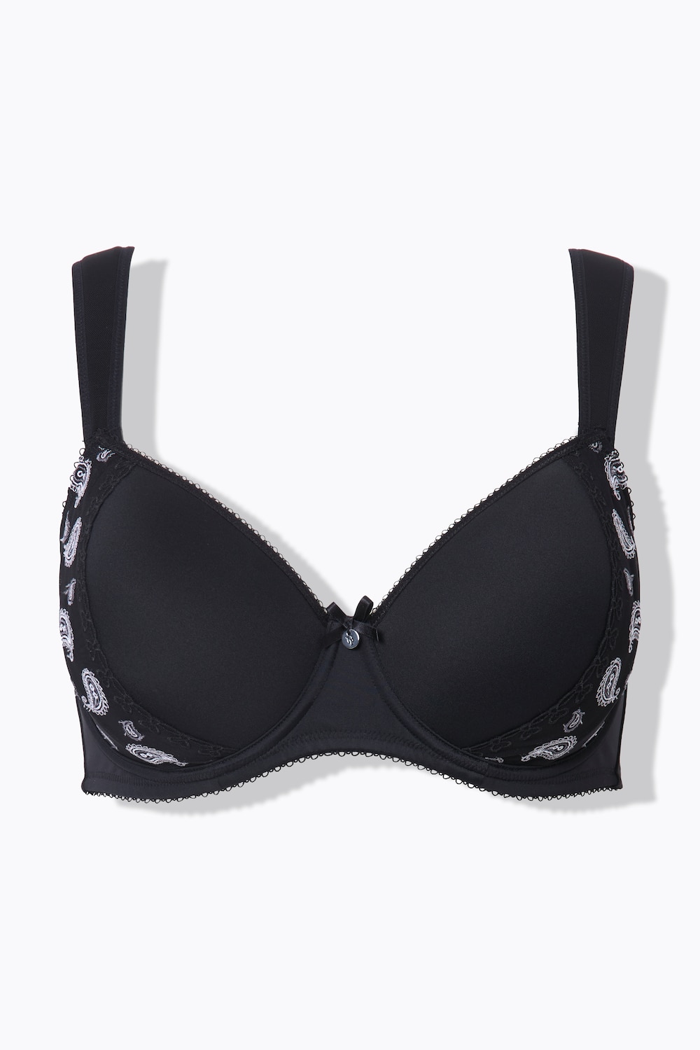Stora storlekar Bygel-BH med paisleymönster och spacerkupor, Dam, svart, storlek: 90B, Syntetfibrer/Polyester/Elastan, Ulla Popken