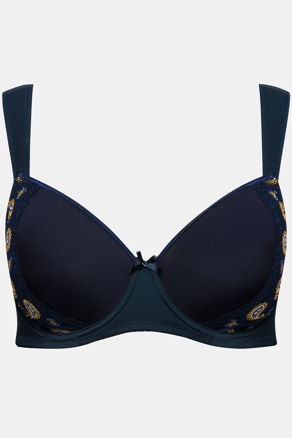 Stora storlekar Bygel-BH med paisleymönster och spacerkupor, Dam, blå, storlek: 90B, Syntetfibrer/Polyester/Elastan, Ulla Popken