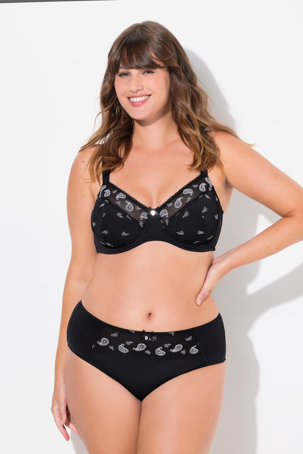 Große Größen Midislip, Damen, schwarz, Größe: 54/56, Baumwolle/Synthetische Fasern/Elasthan, Ulla Popken