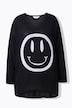 Suéter, oversize, emoticono, escote de pico