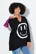 Suéter, oversize, emoticono, escote de pico