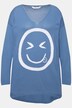 Pullover, oversized, Smiley, V-Ausschnitt