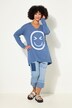 Pullover, oversized, Smiley, V-Ausschnitt