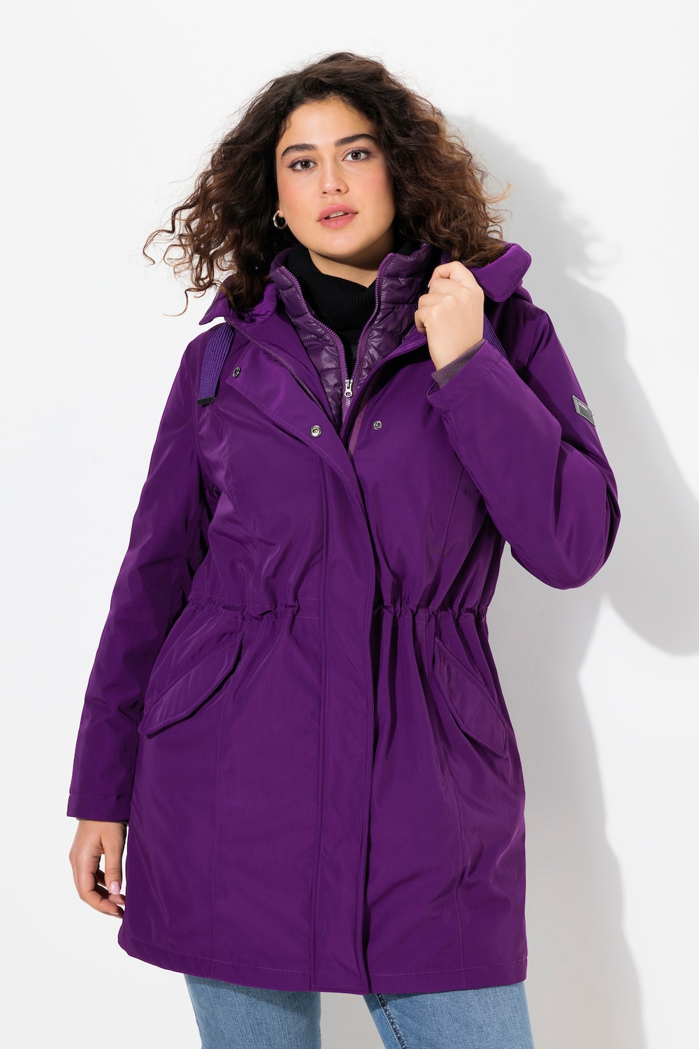 Große Größen HYPRAR Performance-Parka, Damen, lila, Größe: 50/52, Polyester/Synthetische Fasern, Ulla Popken