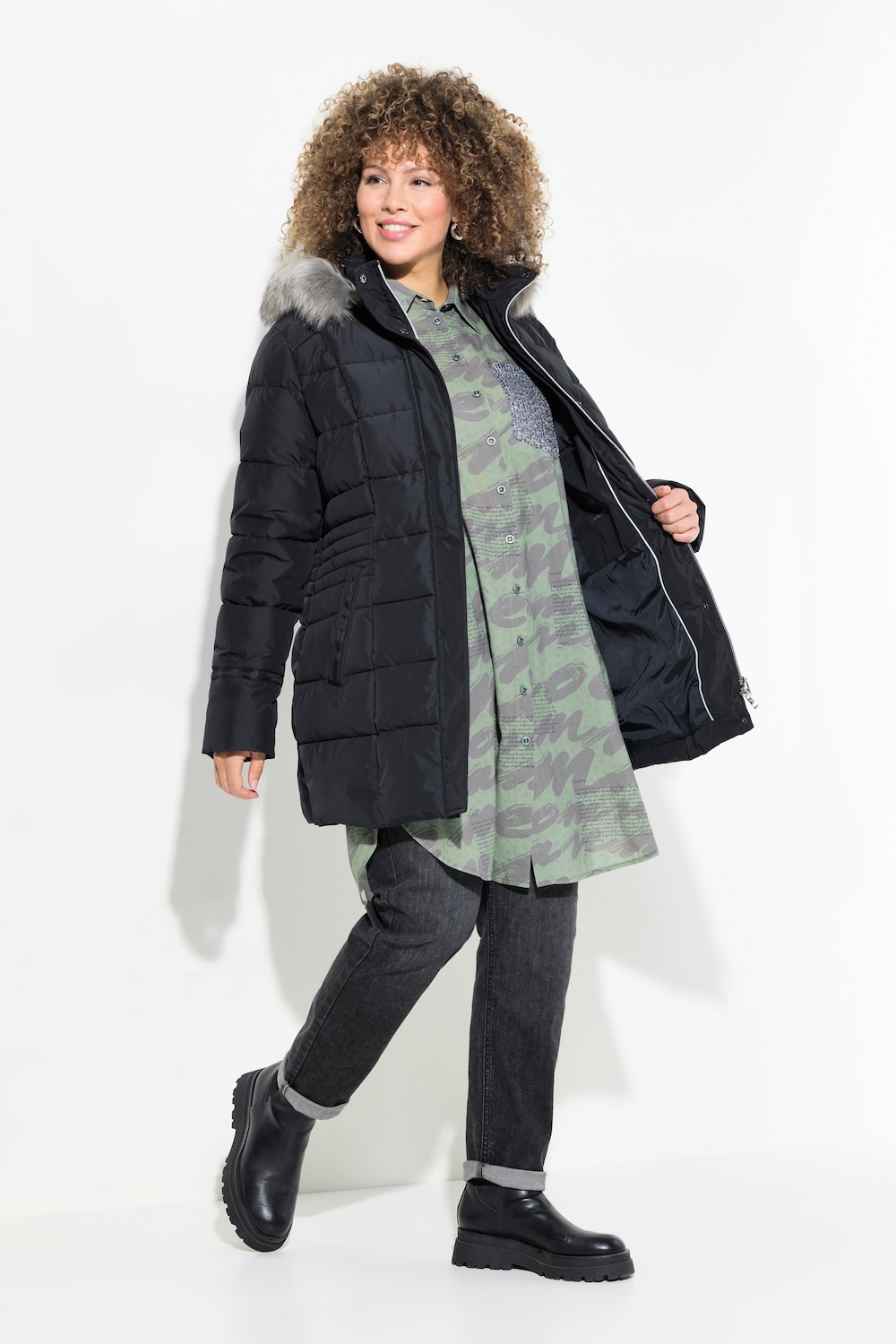 Große Größen HYPRAR Funktions-Steppjacke, Damen, schwarz, Größe: 62/64, Polyester, Ulla Popken