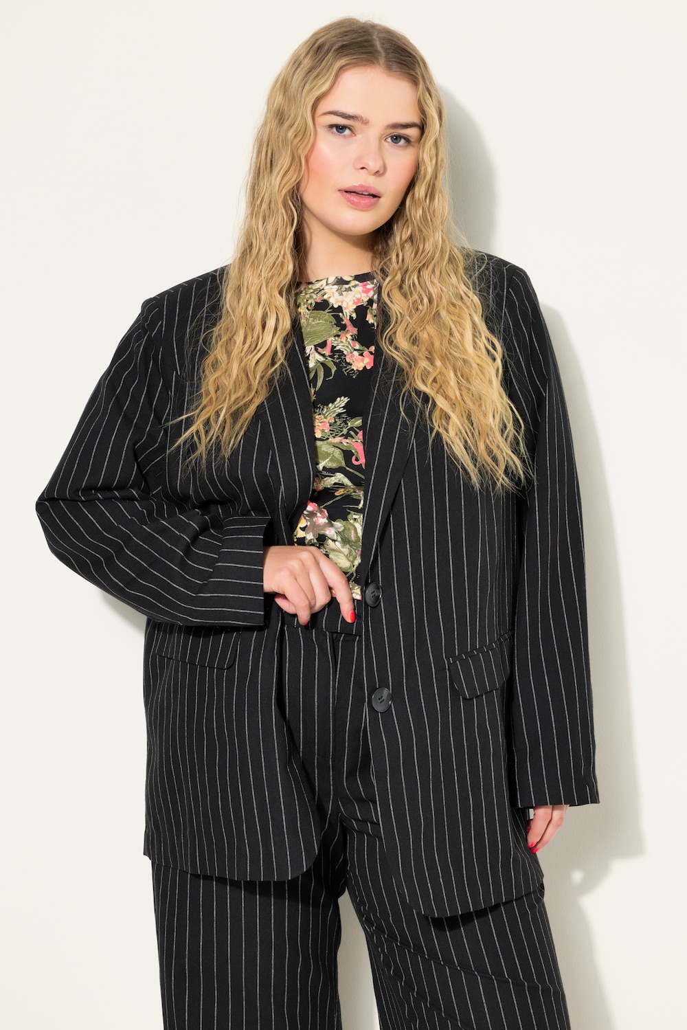 Große Größen Blazer, Damen, schwarz, Größe: 50/52, Polyester/Baumwolle, Studio Untold
