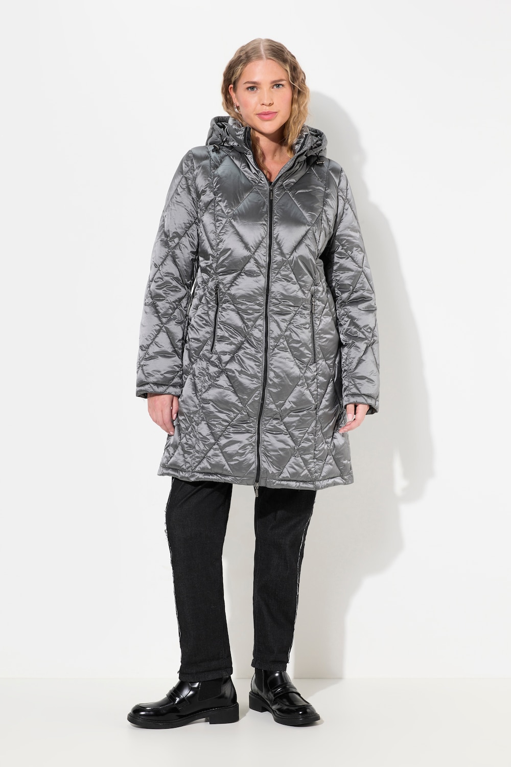 Große Größen HYPRAR Steppjacke, Damen, grau, Größe: 50/52, Polyester/Synthetische Fasern, Ulla Popken