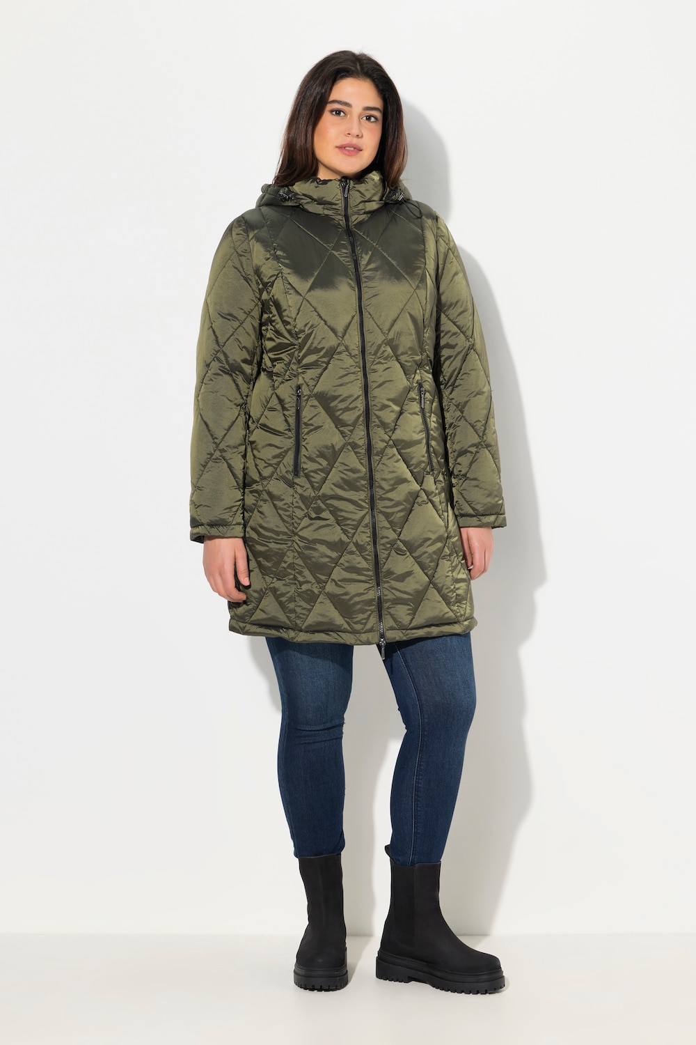 Große Größen HYPRAR Steppjacke, Damen, grün, Größe: 46/48, Polyester/Synthetische Fasern, Ulla Popken
