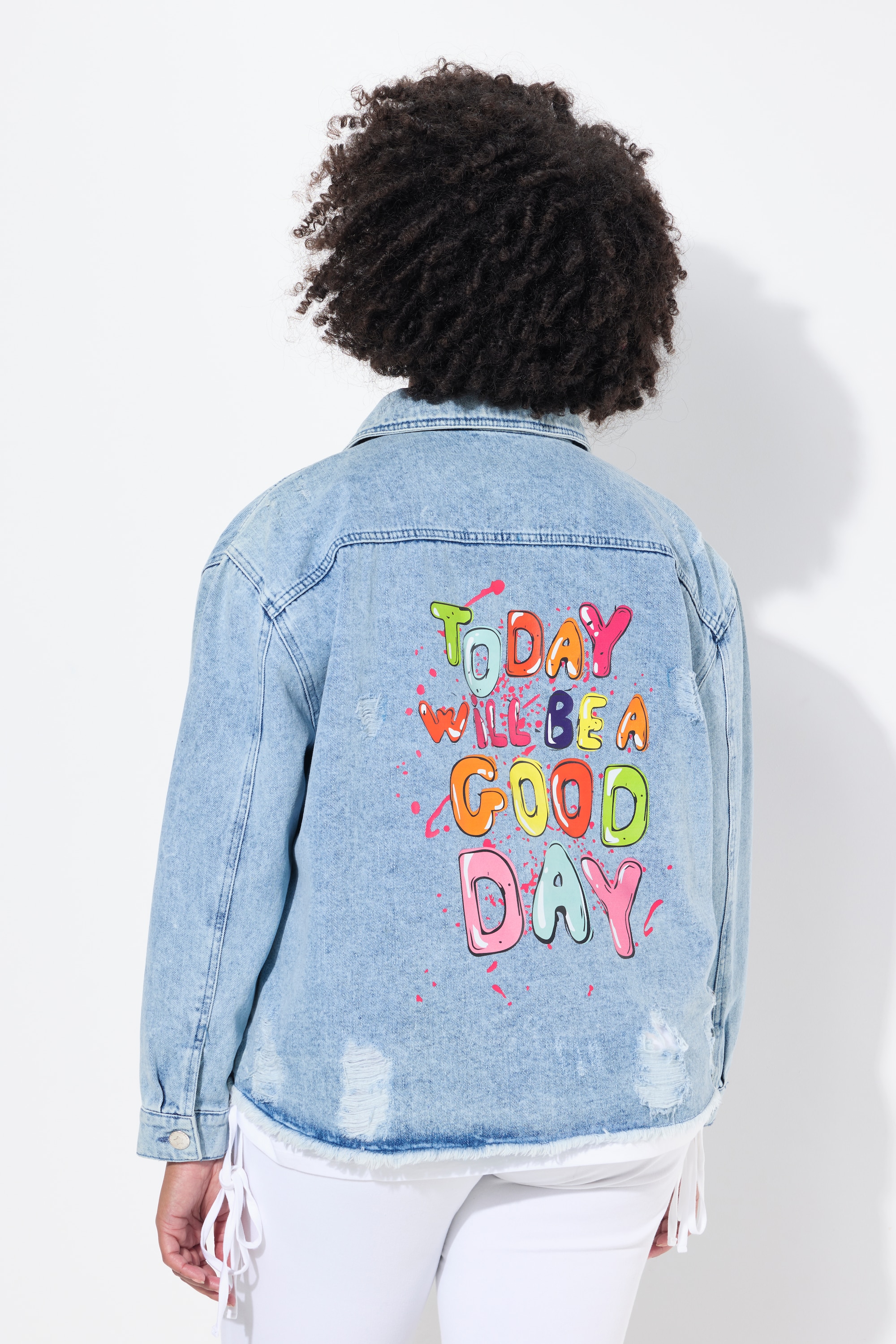 Angel of Style Damen große Größen Jeansjacke oversized destroyed