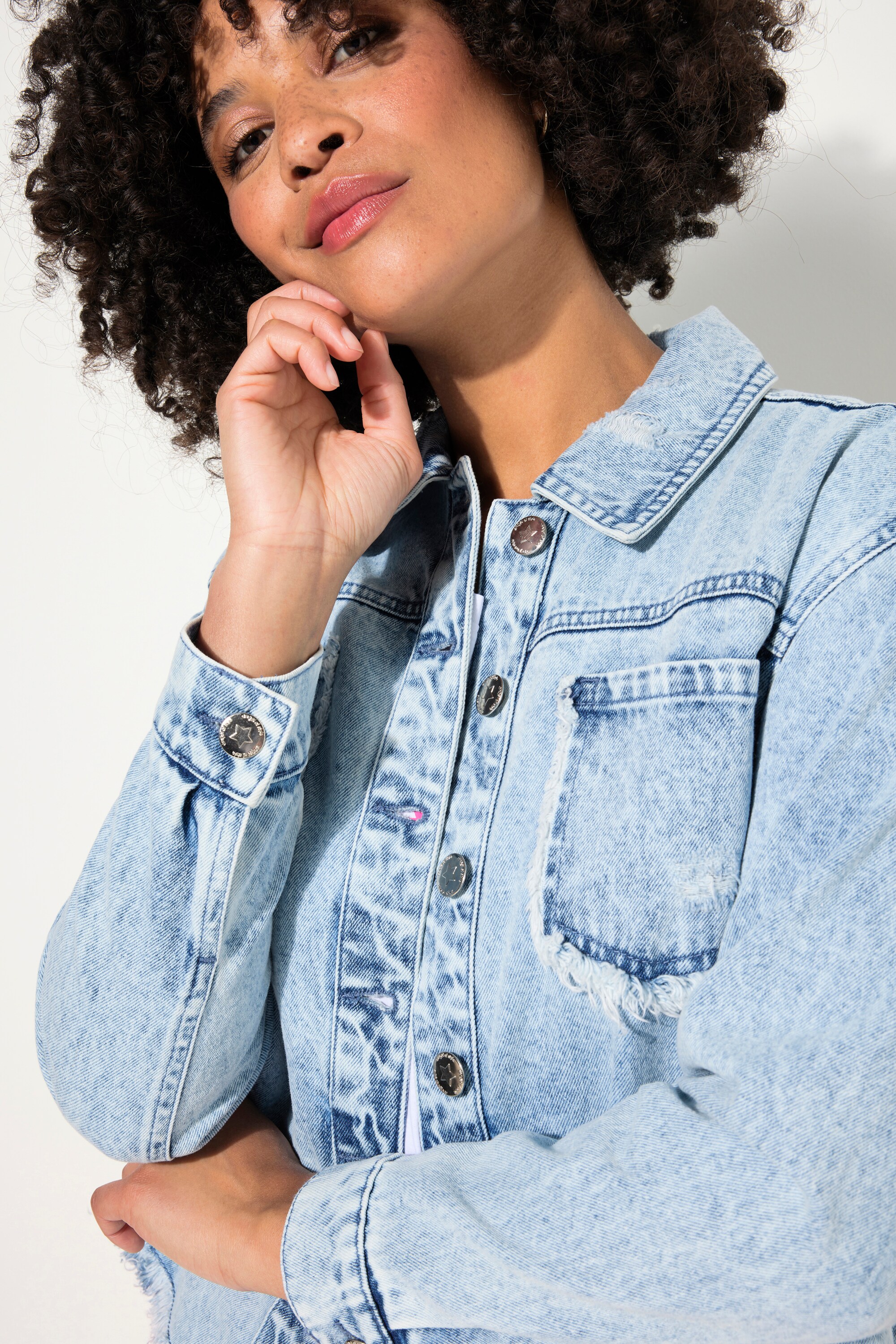 Angel of Style Damen große Größen Jeansjacke oversized destroyed