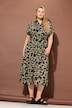 Maxikleid, oversized, Leo-Print, Hemdkragen, Halbarm