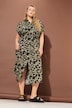 Maxikleid, oversized, Leo-Print, Hemdkragen, Halbarm