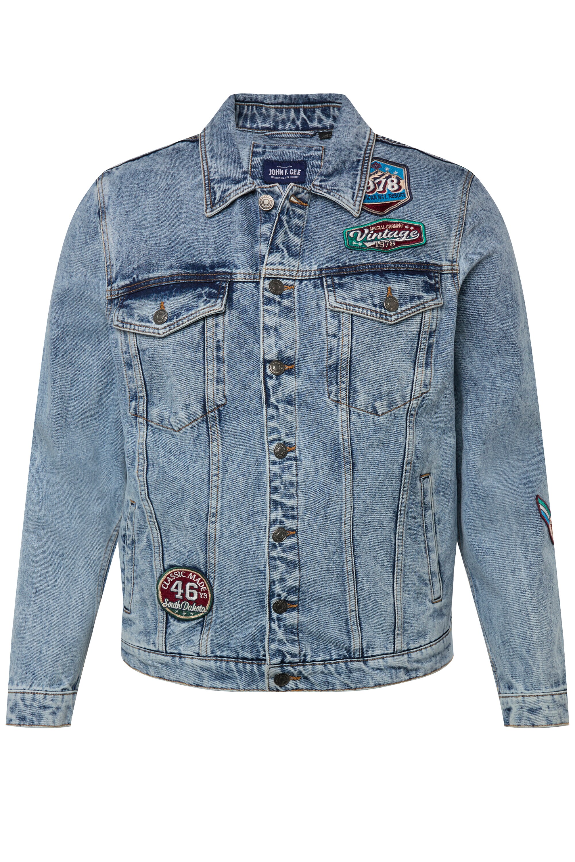 John F. Gee Herren große Größen John F. Gee Jeansjacke Cordkragen 4 Taschen