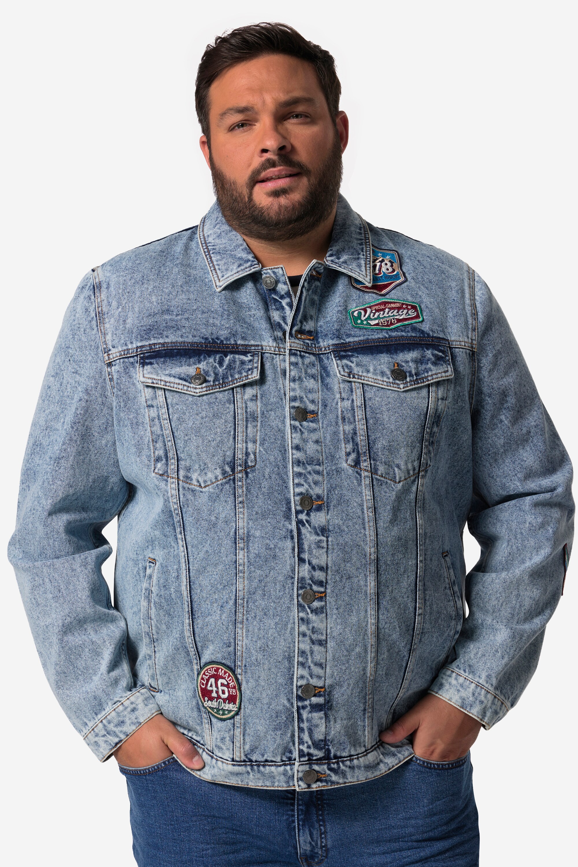 John F. Gee Herren große Größen John F. Gee Jeansjacke Cordkragen 4 Taschen
