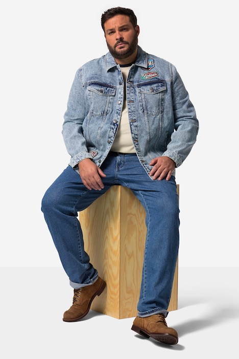 John F. Gee denim jack, corduroy kraag, 4 zakken, tot 8XL