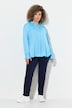 Blouse tunique en satin, col chemise et pli fantaisie, manches longues