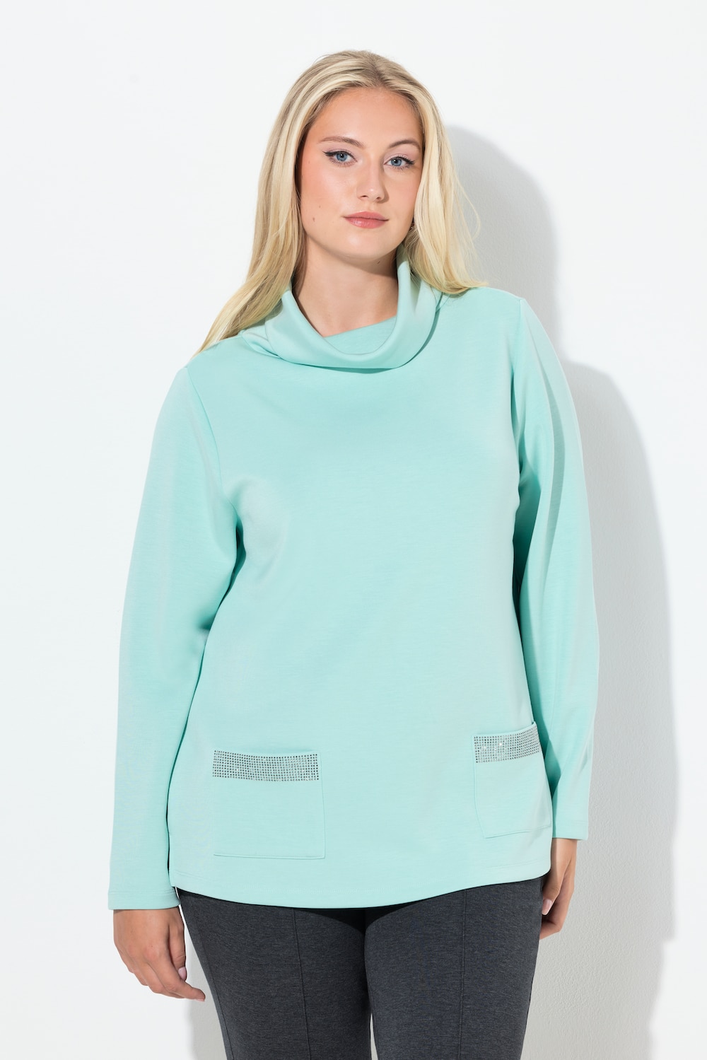 Große Größen Sweatshirt, Damen, türkis, Größe: 46/48, Synthetische Fasern/Polyester, Ulla Popken