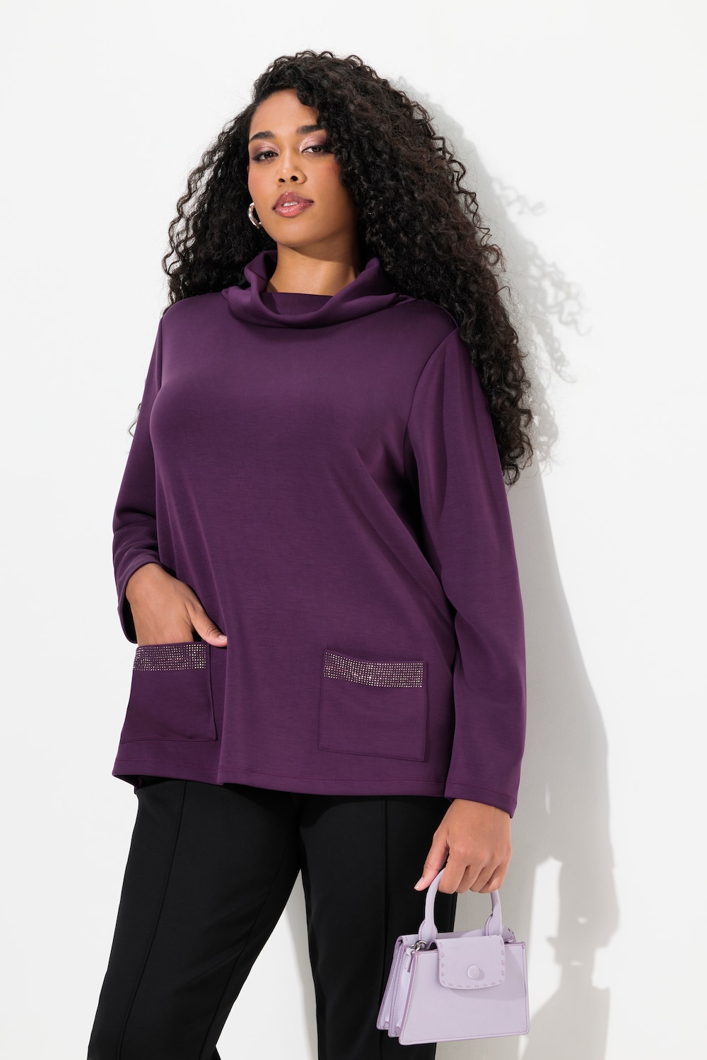 Große Größen Sweatshirt, Damen, lila, Größe: 58/60, Synthetische Fasern/Polyester, Ulla Popken