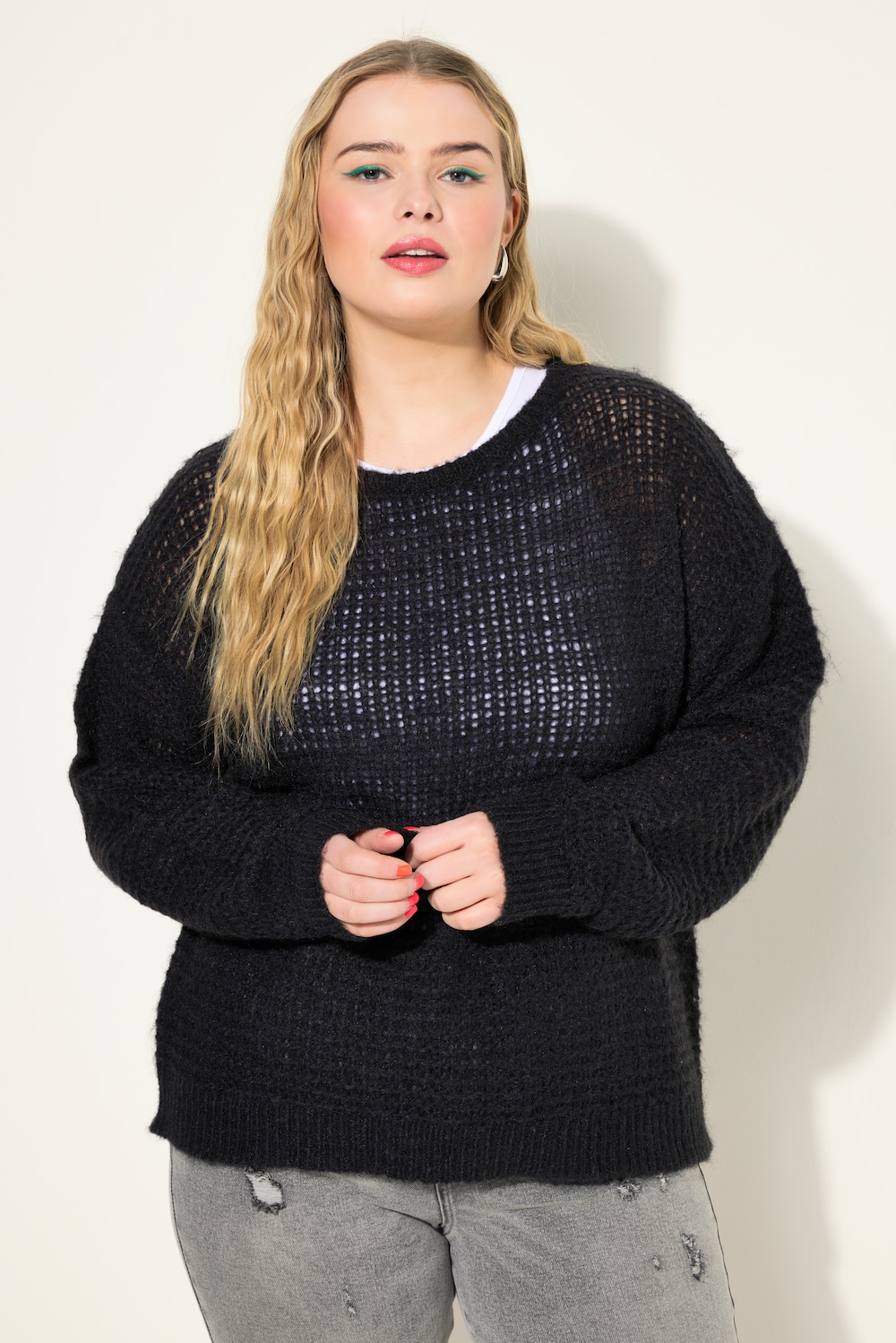 Thumbnail - Große Größen Pullover, Damen, schwarz, Größe: 42/44, Synthetische Fasern, Studio Untold