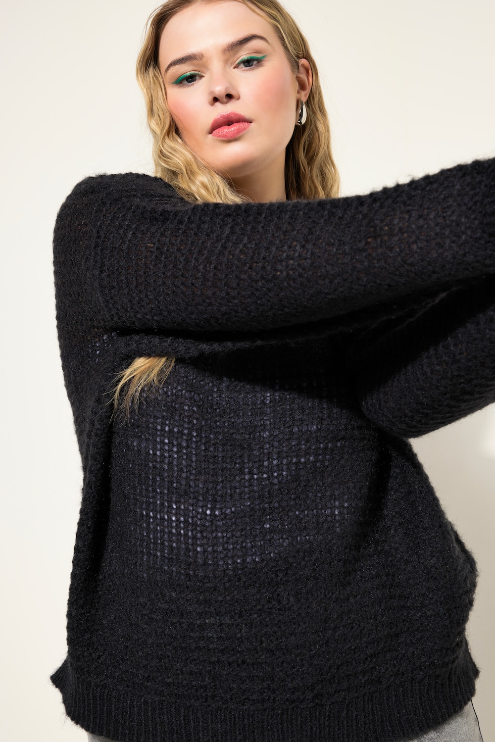 Große Größen Pullover, Damen, schwarz, Größe: 50/52, Synthetische Fasern, Studio Untold