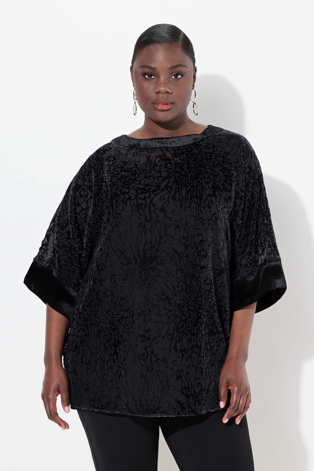 Große Größen Bluse, Damen, schwarz, Größe: 46/48, Viskose/Synthetische Fasern, Ulla Popken