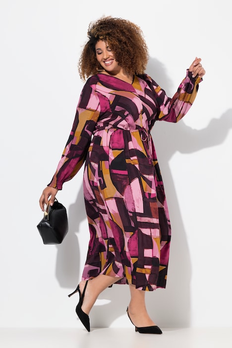 Geometric Print Long Sleeve Dress